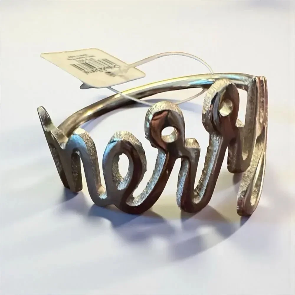 Set of 6 Crate&Barrel Christmas Holiday Silver Napkin Rings
